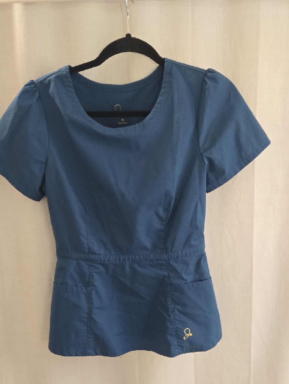 Jaanuu Slate Blue Short-Sleeve Scoop Neck Medical Scrub Top - Picture 6 of 11